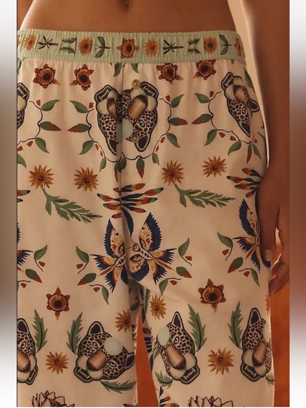 Anthropologie LyreBird Cloud Flannel Pajama Set Daren Magee Animal Cheetah SZ XL - Picture 4 of 16